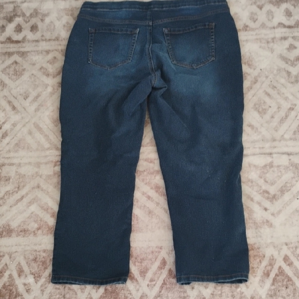 New Directions Women's Size 12 Dark Blue Straight Stretch Ankle Jeans